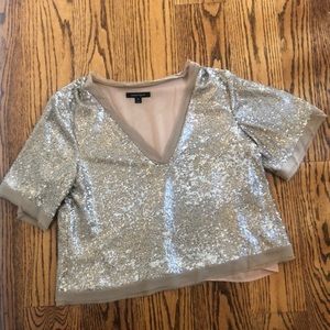 Nanette Lepore metallic gold sequin top